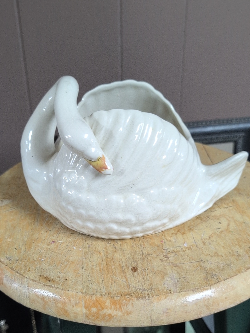 White Ceramic Swan Decorative Planter - Elegant Home Accent
